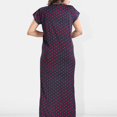 Be You Polka Dot Printed V-Neck Satin Maxi Nightdress