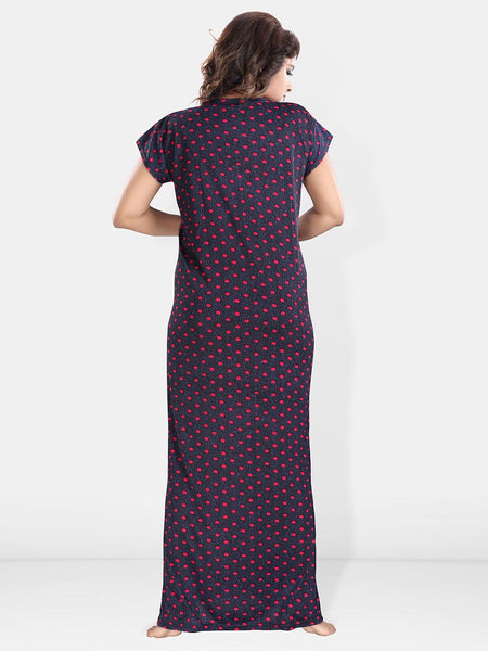 Be You Polka Dot Printed V-Neck Satin Maxi Nightdress