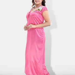 Be You Floral Printed Maxi Satin Nightdress With Robe