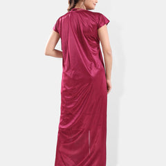 Be You V-Neck Satin Lace Night Suit With Robe