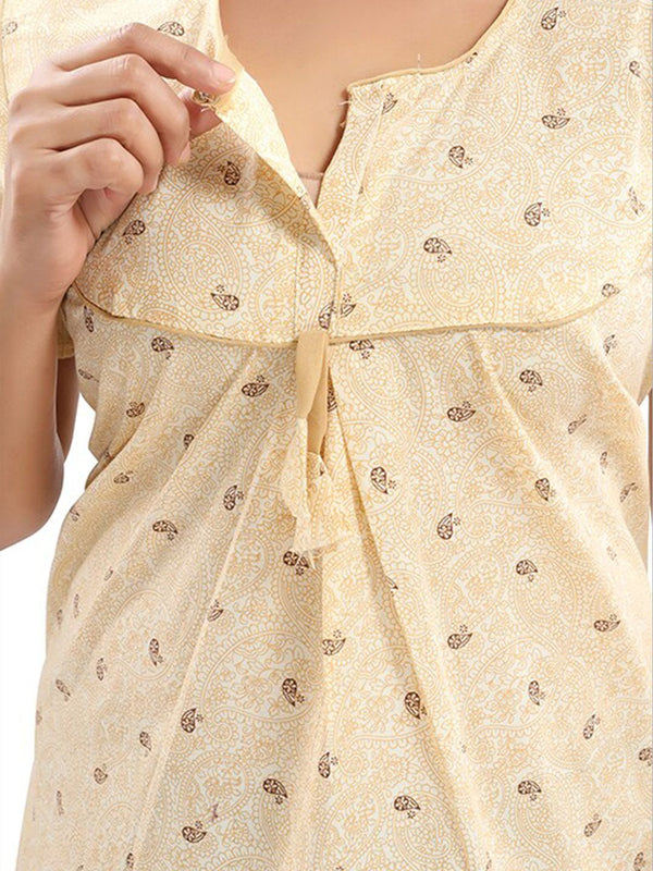 Be You Ethnic Motifs Printed Maternity Maxi Nightdress