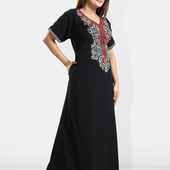 Be You Ethnic Motifs Embroidered Maxi Nightdress