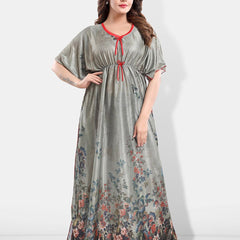 Be You Printed Satin Maxi Kaftan Nightdress