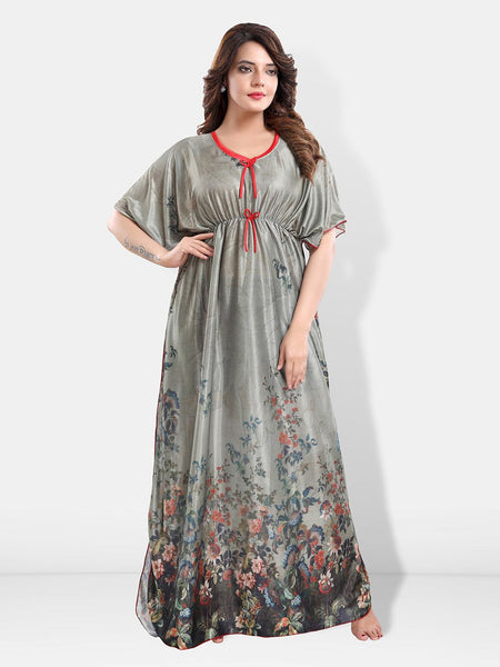 Be You Printed Satin Maxi Kaftan Nightdress