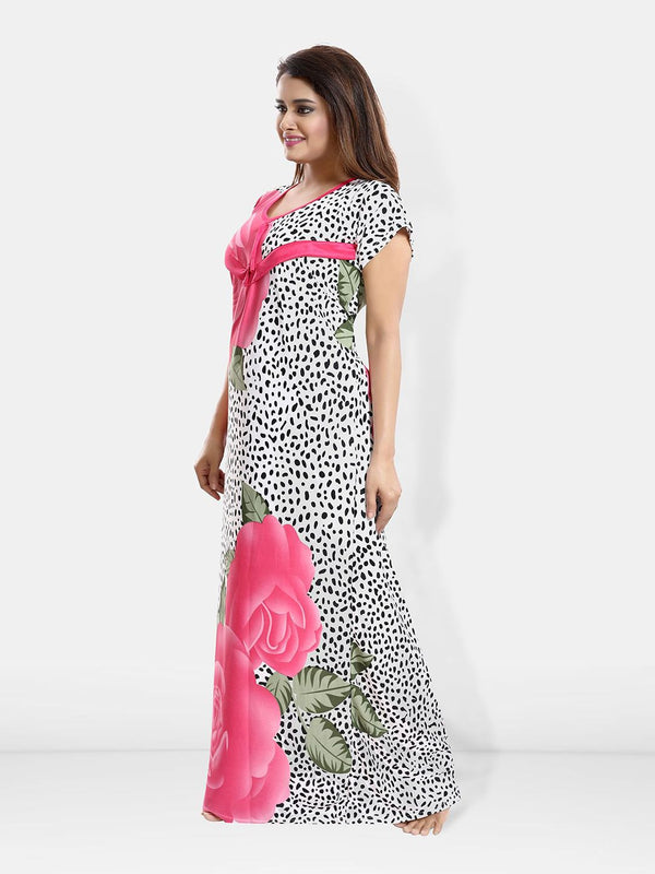 Be You Printed Maternity Satin Maxi Nightdress