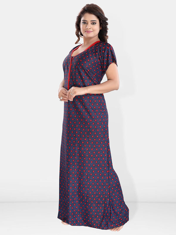 Be You Polka Dots Printed Satin Maxi Nightdress