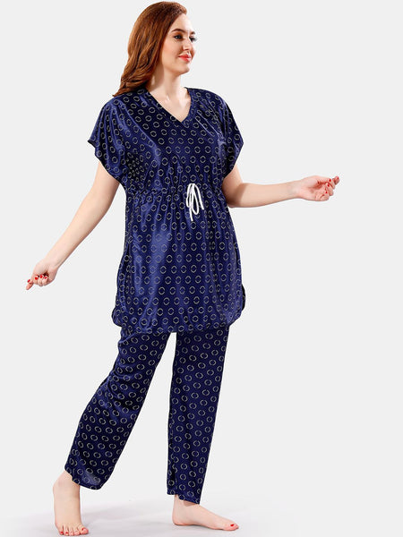 Be You Geometric Printed Satin Night Suit
