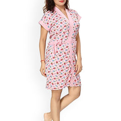 Be You Women Printed Cotton Anti-bacterial Super Soft Bath Robe With Belt
