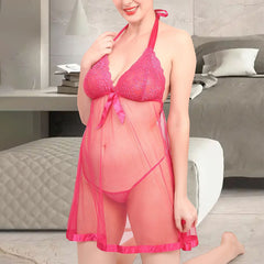 Be You Self Design Halter Neck Net Baby Doll