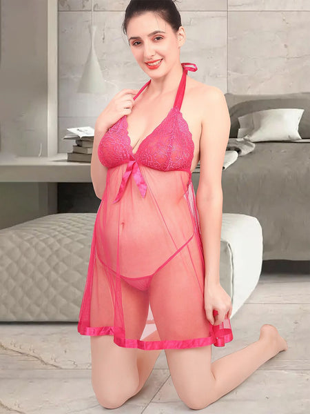 Be You Self Design Halter Neck Net Baby Doll