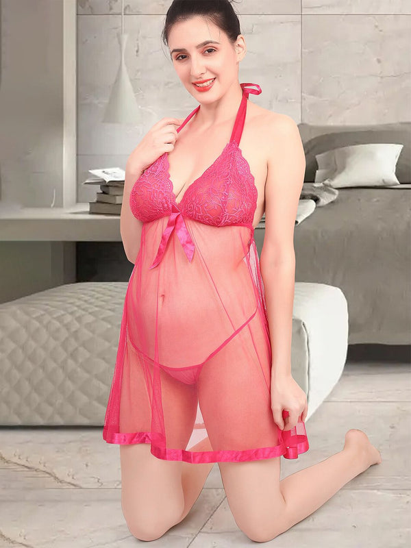 Be You Self Design Halter Neck Net Baby Doll