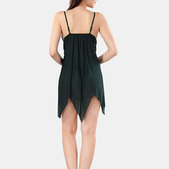 Be You Net Self Design Baby Doll Dress With Thong