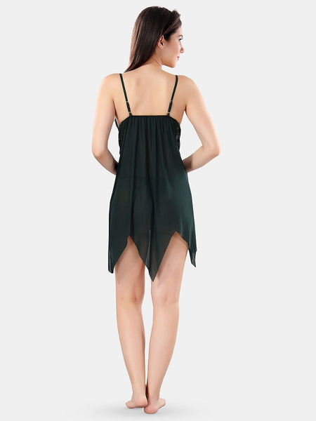 Be You Net Self Design Baby Doll Dress With Thong