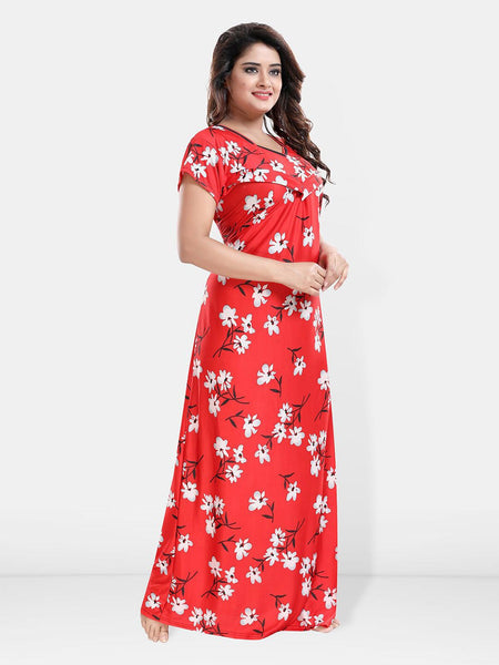 Be You Floral Printed Maxi Satin Maternity Nightdress