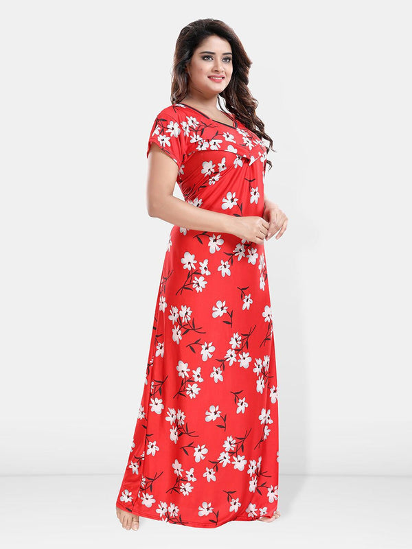 Be You Floral Printed Maxi Satin Maternity Nightdress