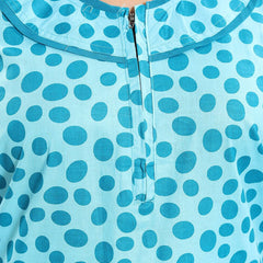 Be You Polka Dots Printed Pure Cotton Maxi Nightdress