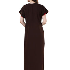 Be You Brown Embroidered Maxi Nightdress
