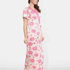 Be You Set Of 5 Self Design Shoulder Strap Satin Maxi Nightdress