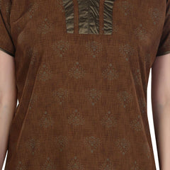 Be You Brown Printed Maxi Nightdress