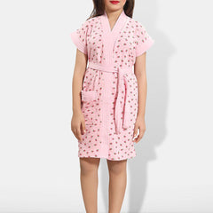 Be You Pink Conversational Cotton Drawstring Knee Length Bath Robe