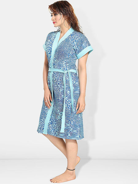 Be You Women Printed Cotton Anti-bacterial Super Soft Bath Robe With Belt