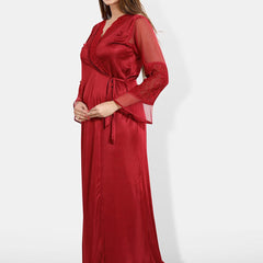 Be You Shoulder Straps Satin Maxi Nightdress With Robe