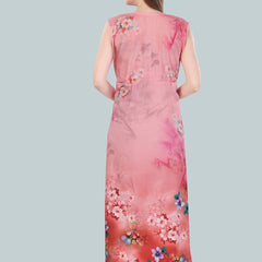 Be You Peach-Coloured Printed Maxi Nightdress
