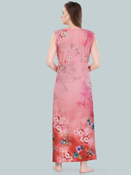 Be You Peach-Coloured Printed Maxi Nightdress