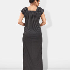 Be You Polka Dots Printed Square Neck Satin Maxi Nightdress