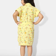 Be You Yellow Conversational Cotton Drawstring Knee Length Bath Robe