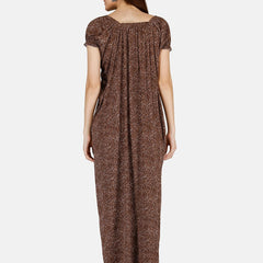 Be You Women Printed Satin Maxi Nightdress