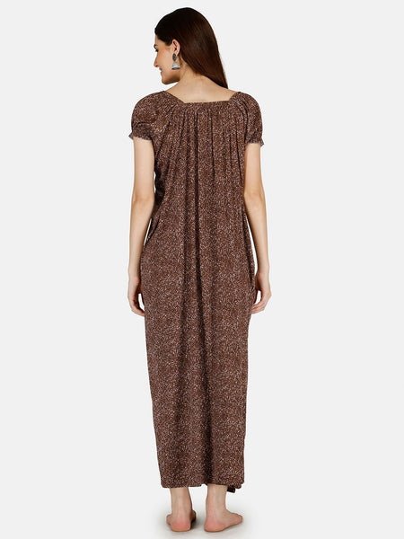 Be You Women Printed Satin Maxi Nightdress