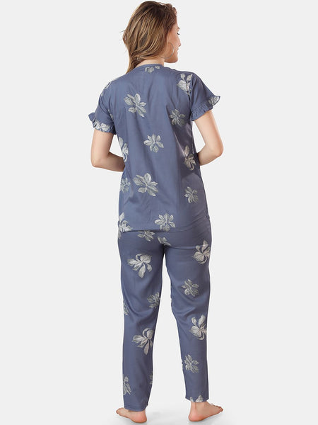 Be You Floral Printed Shirt And Pyjama Night Suit