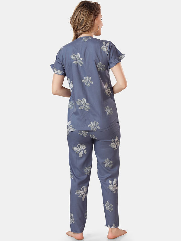 Be You Floral Printed Shirt And Pyjama Night Suit