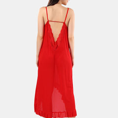 Be You Net Self Design Baby Doll High-Low Dress With Thong