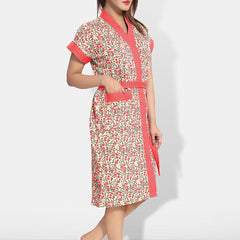 Be You Women Printed Cotton Anti-bacterial Super Soft Bath Robe With Belt