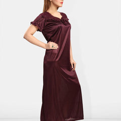 Be You V-Neck Short Sleeves Satin Maxi Regular Nightdress