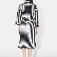 Be You Women Striped Cotton Anti-bacterial Super Soft Bath Robe With Belt
