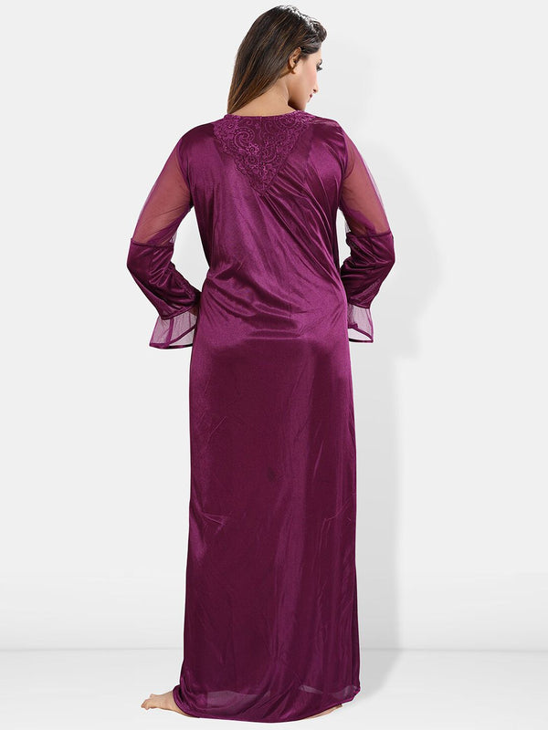 Be You Shoulder Straps Satin Maxi Nightdress With Robe