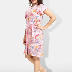Be You Women Printed Cotton Anti-bacterial Super Soft Bath Robe With Belt