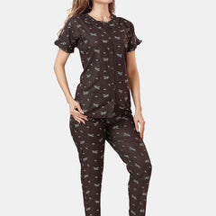 Be You Floral Printed Shirt And Pyjama Night Suit