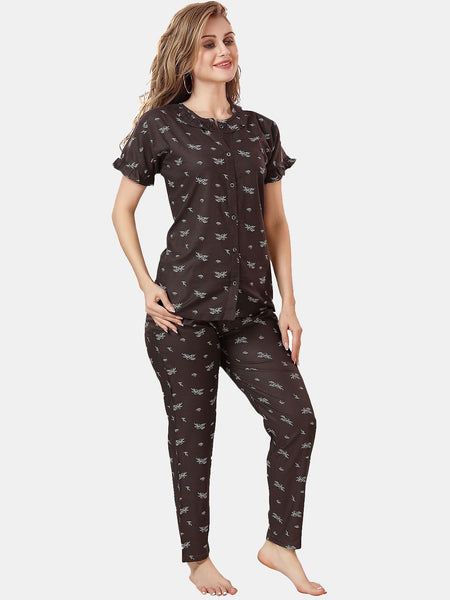 Be You Floral Printed Shirt And Pyjama Night Suit