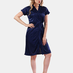 Be You Solid Lace Details Satin Nighty with Robe