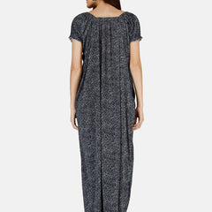 Be You Women Printed Satin Maxi Nightdress