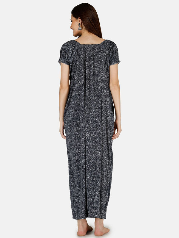 Be You Women Printed Satin Maxi Nightdress