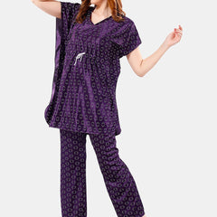 Be You Geometric Printed Satin Night Suit