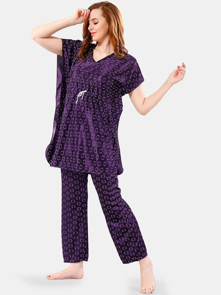 Be You Geometric Printed Satin Night Suit