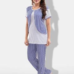 Be You Striped Satin Night Suit