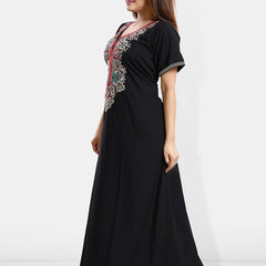 Be You Ethnic Motifs Embroidered Maxi Nightdress
