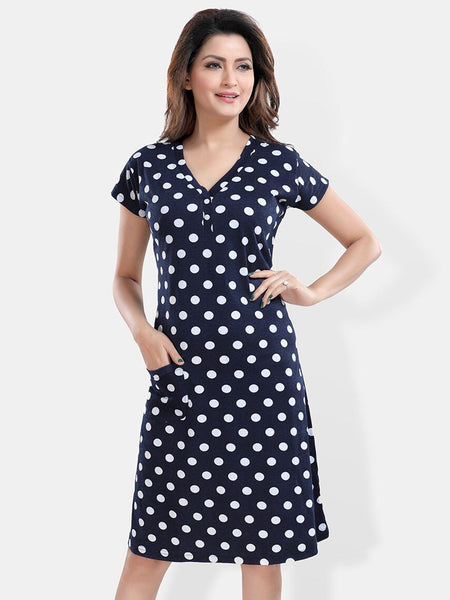 Be You Polka Dots Printed T-shirt Nightdress